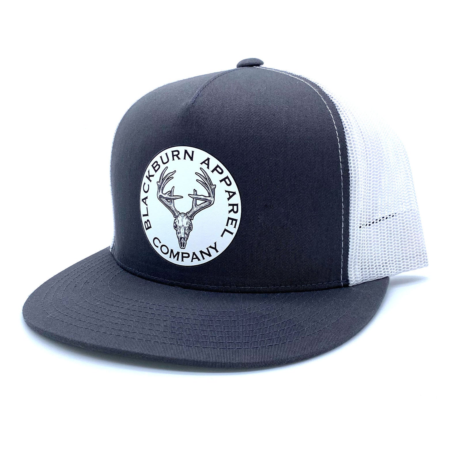 Whitetail Flat Bill, Charcoal/White Blackburn Apparel Co